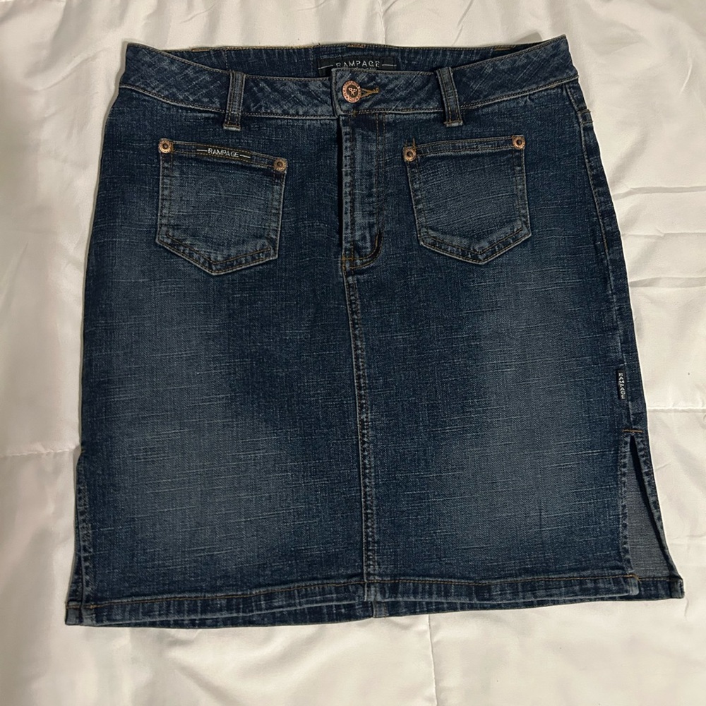 Vintage Y2K Rampage Dark Denim Skirt with Side Slits